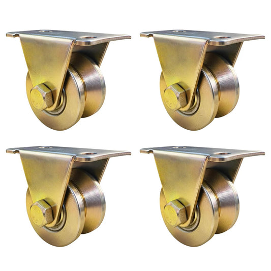 4 Pack Beefy 2 Inch V Groove Casters For Sliding Gates And Heavy Machinery Solid Heavy Duty Gate Rollers 2 Inch Diameter Wheels Ultra Durable For Smooth Glides And Tough Lifting Ideal For Industrial Doors And Utility Gates