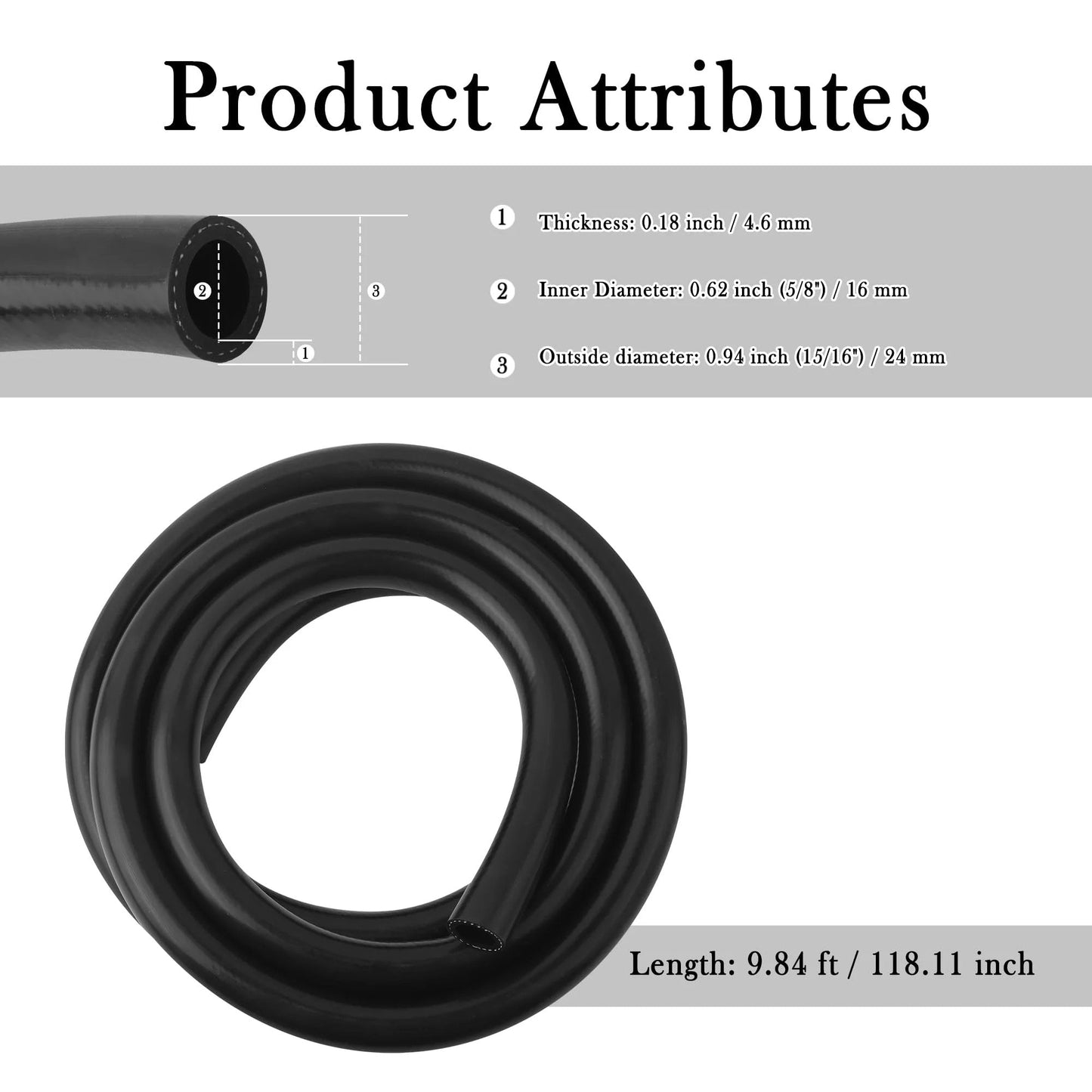 Five Eighth Inch Silicone Heater Hose 16mm Inner Diameter 24mm Outer Diameter 9.84 Feet Long Coiled View