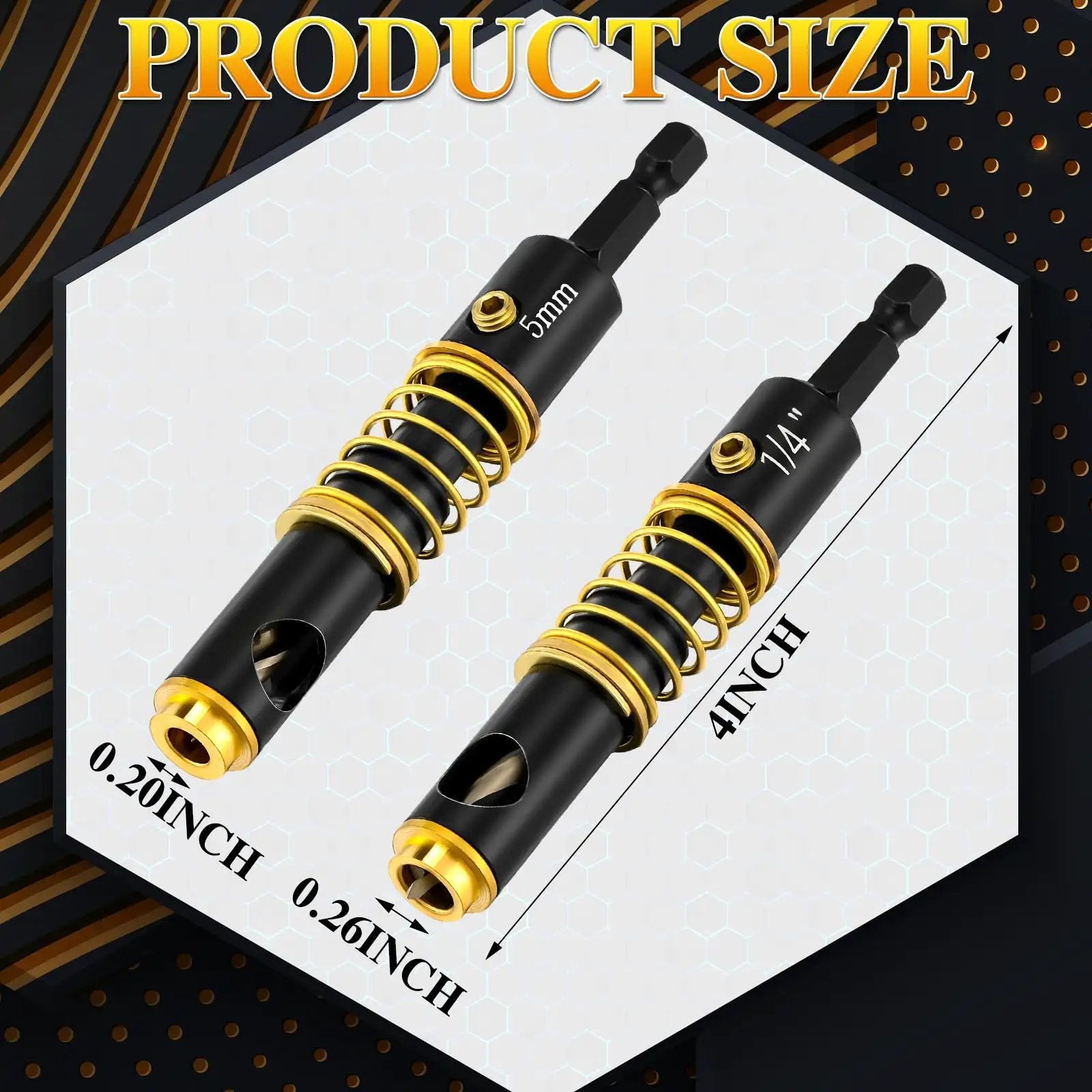 Self Centering Hinge Drill Bit Set 3 Pc With 5mm And One Quarter Inch Hex Shank Bits For Wood And Plastic Reaming And Precise Hinge Holes