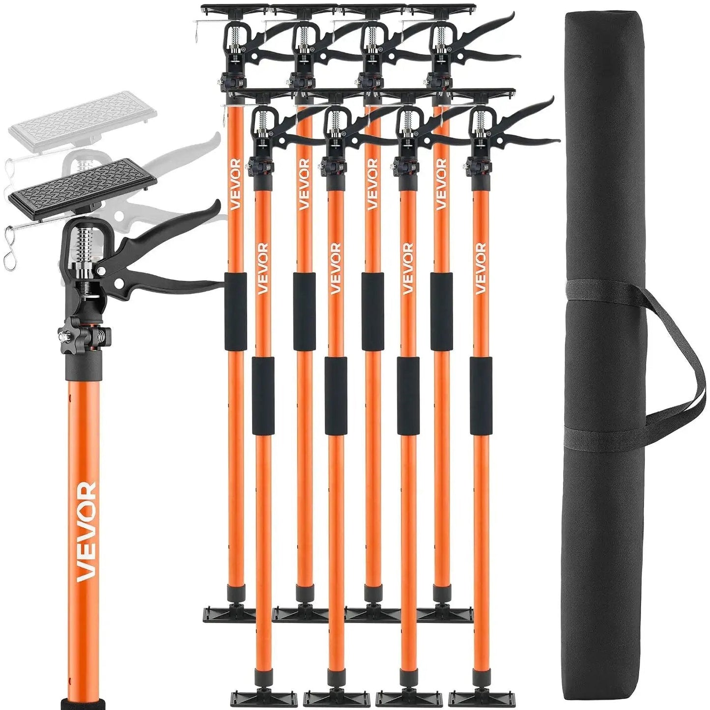 Cabinet Support Pole 8 Pack Telescoping 45.7 to 114.2 Inches, 154 Lbs Capacity with storage bag