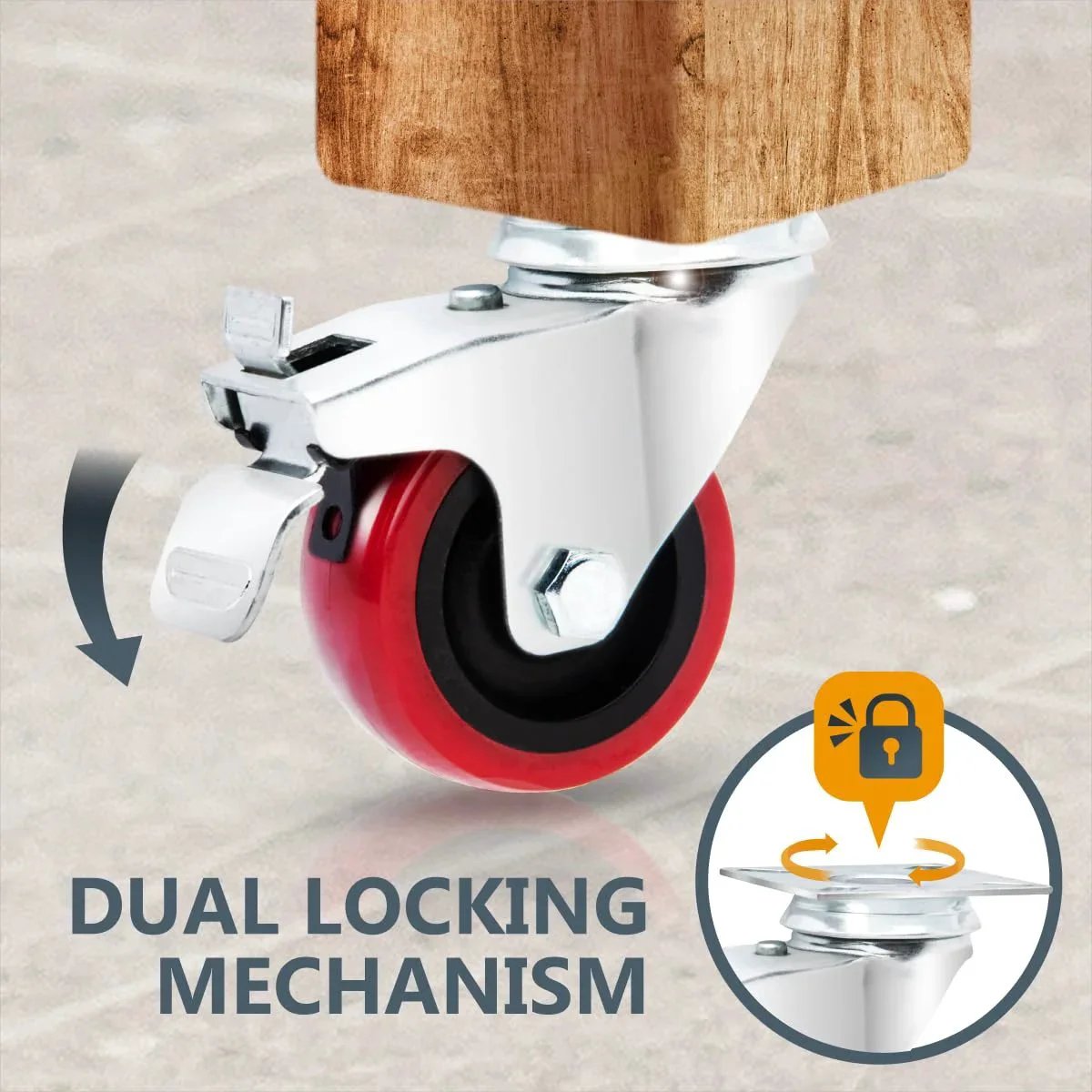 Set Of 4 2 Inch Swivel Casters With Two Brakes And Two Non Locking For Furniture Carts Dollies And Workbenches dual locking feature