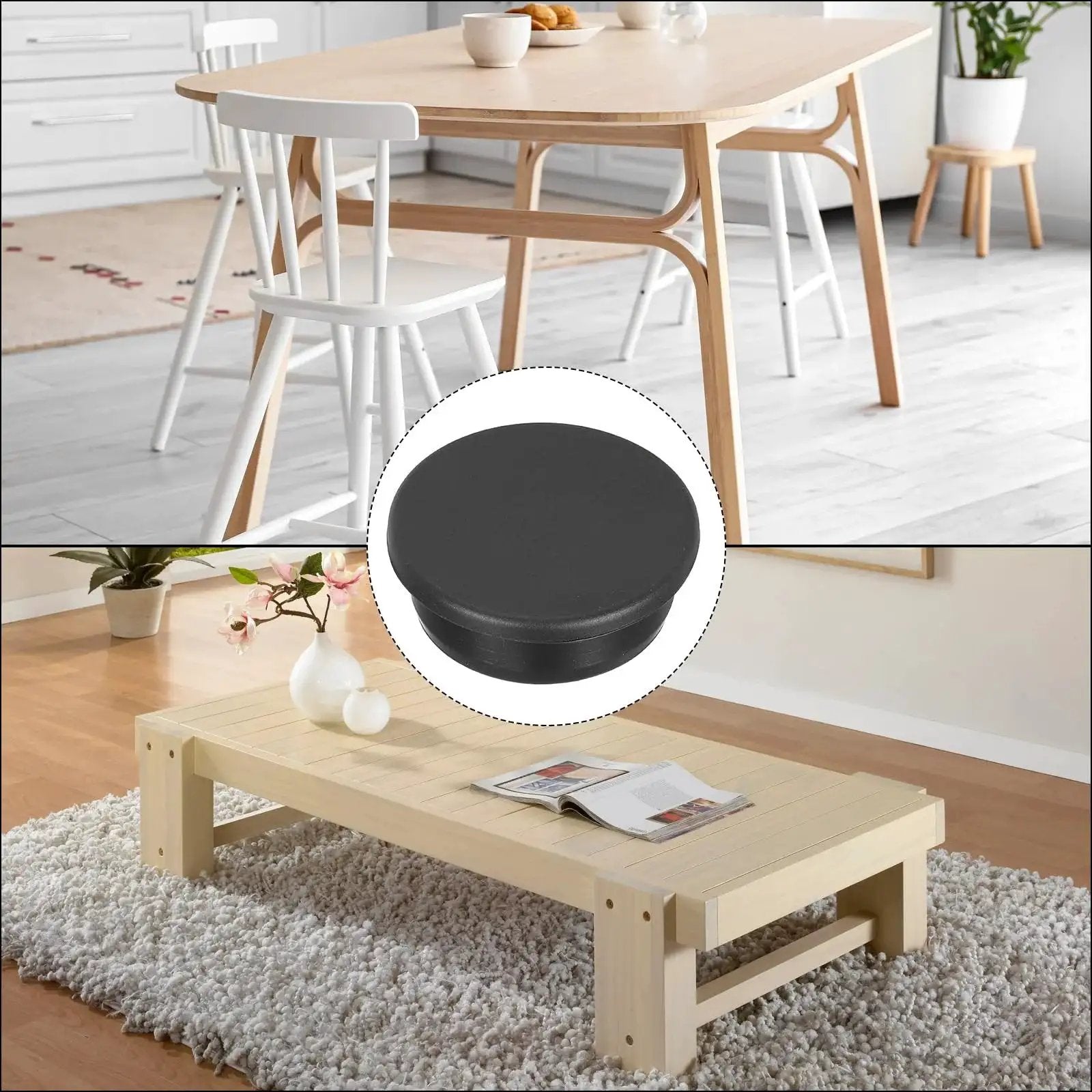 Three Piece Set T Shaped Silicone Plugs 39.3mm Diameter One And A Half Inch Round Rubber Stopper in home furniture setting