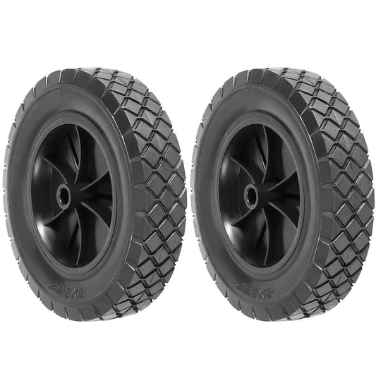 2 Pack 8 Inch Solid Rubber Wheels for Hand Trucks and Carts Replacement Tire With 1/2 Inch Bore and Offset Axle Durable Non Inflatable