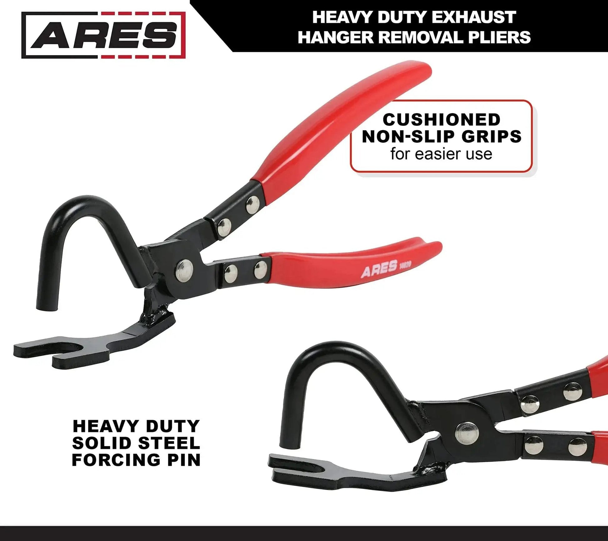 Heavy Duty Exhaust Hanger Removal Pliers With 25 Degree Offset For Hard To Reach, cushioned non-slip grips visible