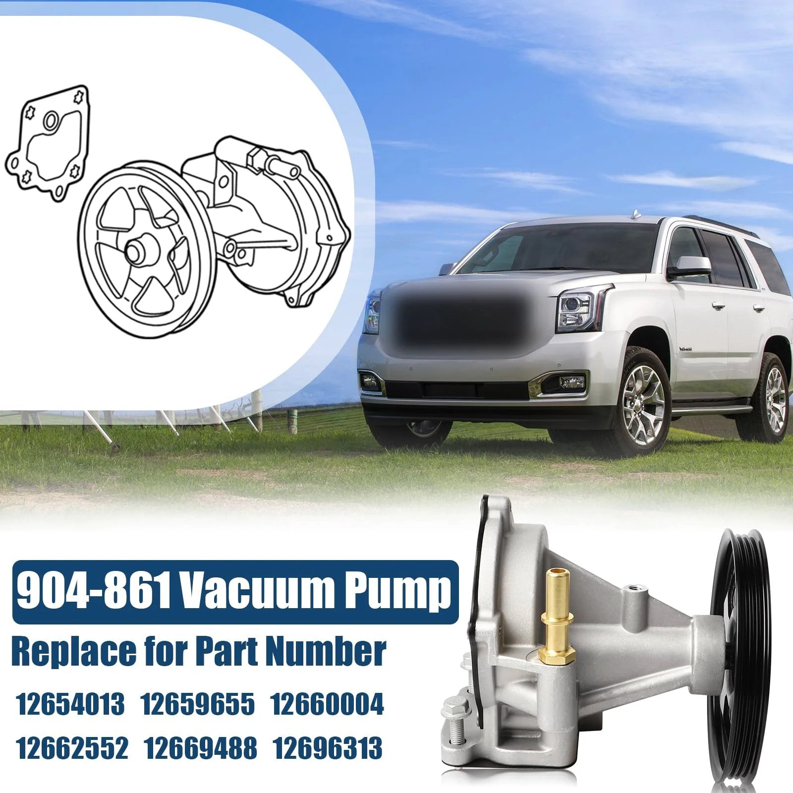 Vacuum Pump Replacement For GM Silverado Suburban Tahoe Yukon XL Sierra 1500 2014-2020 Direct Fit OE 12654013 12659655