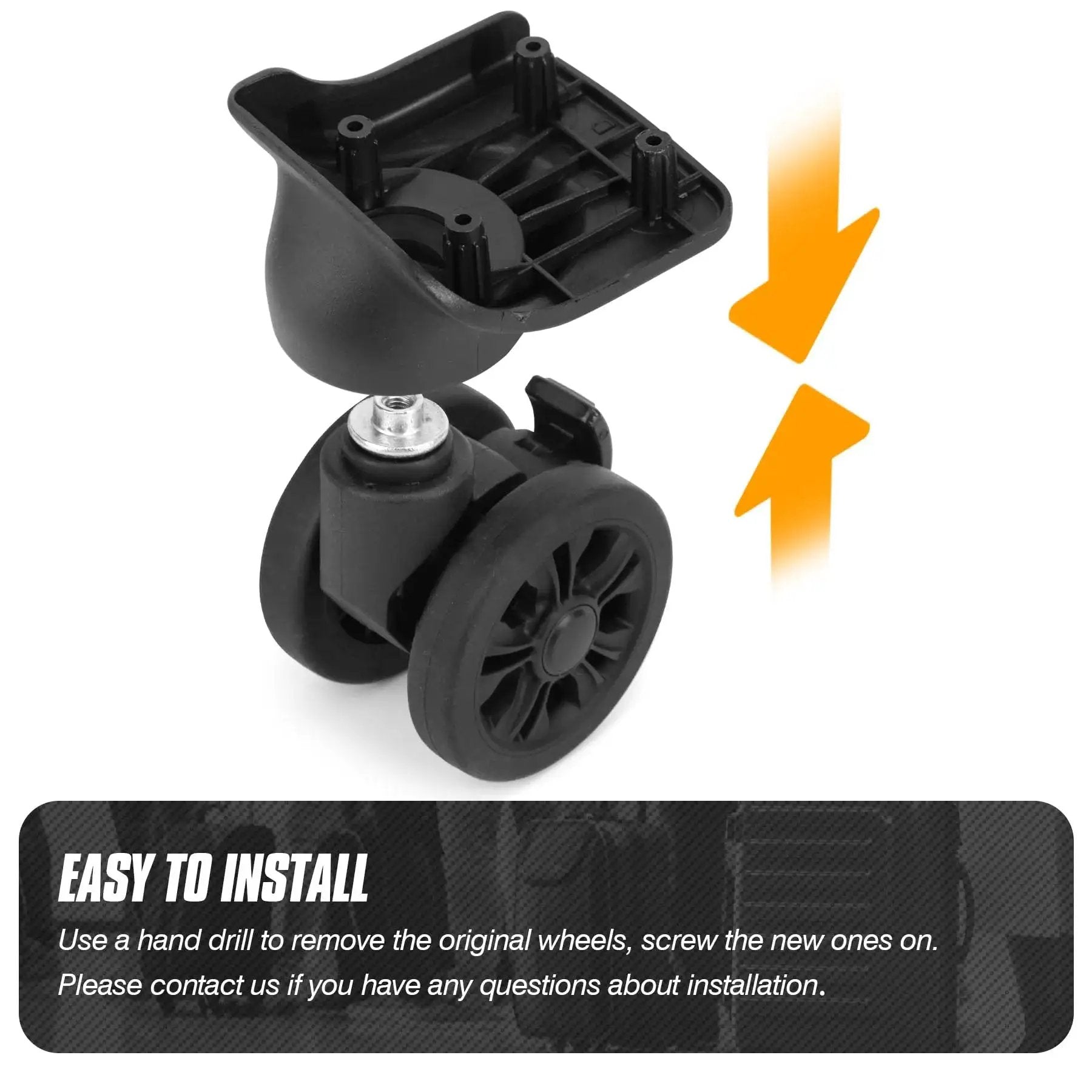 Universal Luggage Replacement Wheels With Brake System 360 Swivel For Travel Suitcases Silent 55mm Wheels With 25mm Axle