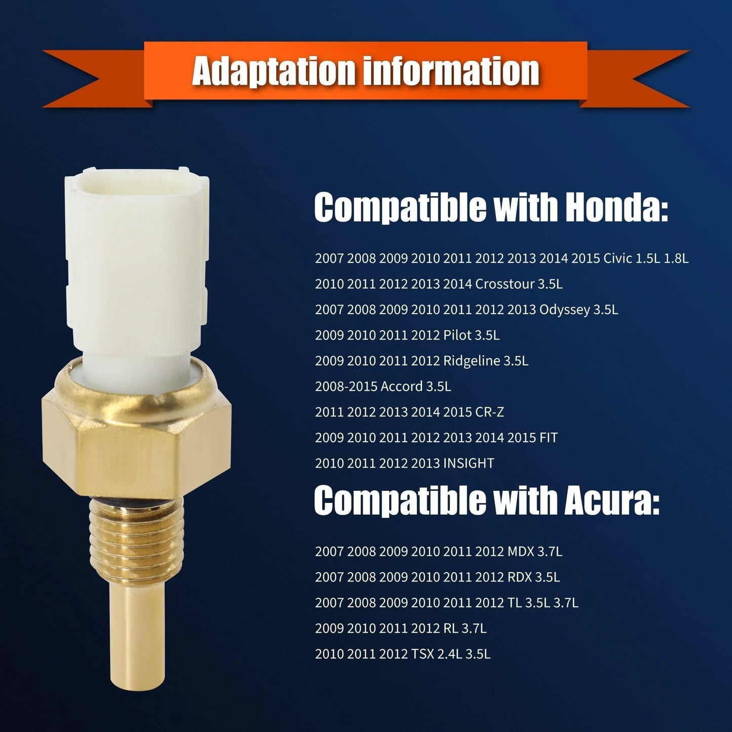 Engine Coolant Temperature Sensor For Honda Civic 2006 2020 And CR-V 2007 2017 with brass base and electrical connector view