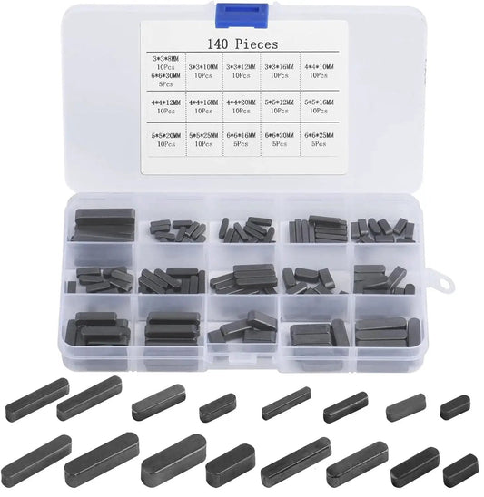 Round Ended Feather Key Set, 140 Pcs Parallel Drive Shaft Keys, Key Stock Assortment for Shaft Keyways, 3Mm 4Mm 5Mm 6Mm in clear box