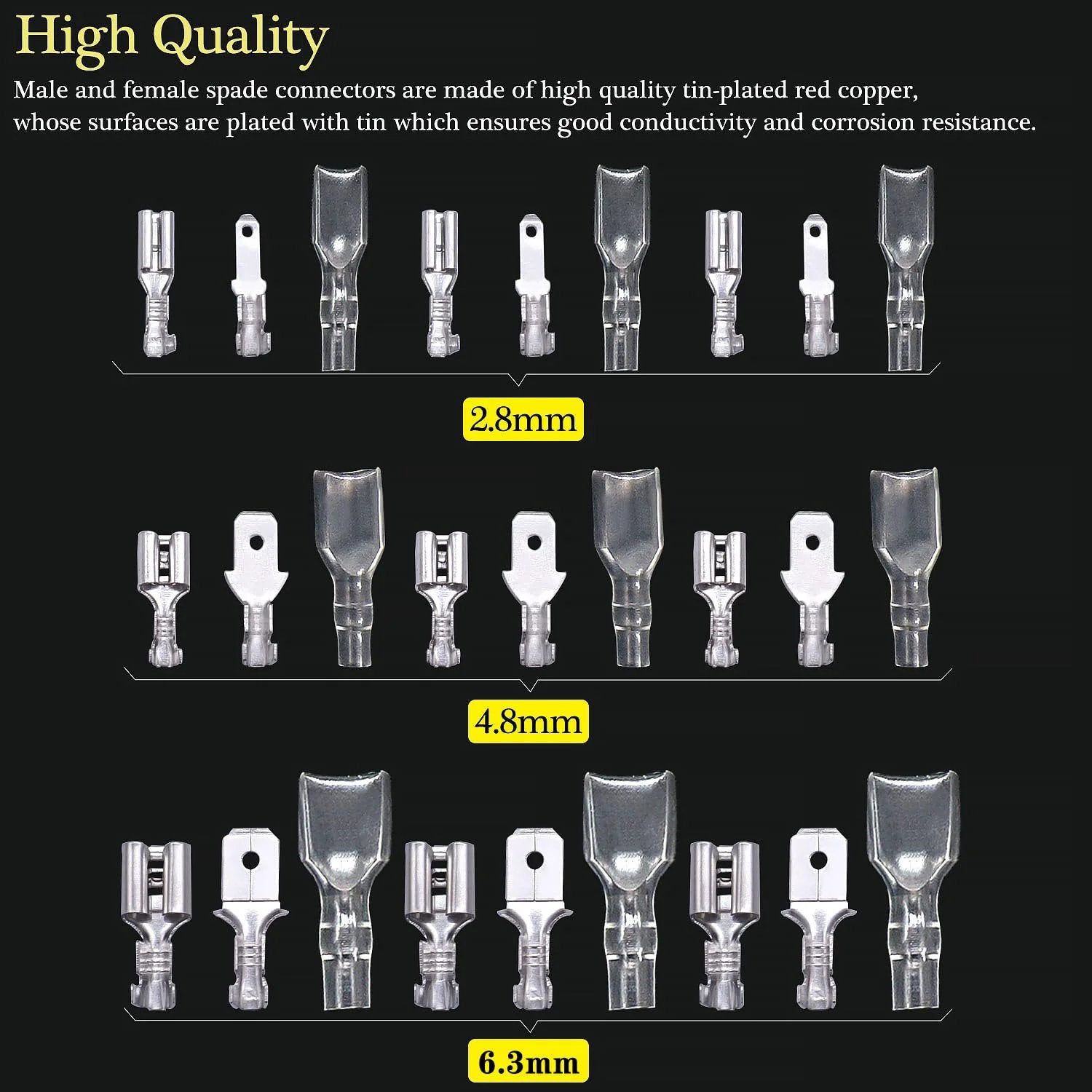 Premium Quick Splice Spade Connector Kit For Electrical Wiring And Car Audio 360Pcs In 2.8 4.8 And 6.3mm Sizes Includes Male And Female Crimp Terminals With Nylon Insulating Sleeves Durable Tin Plated Copper Build Easy Clip On By Twidec