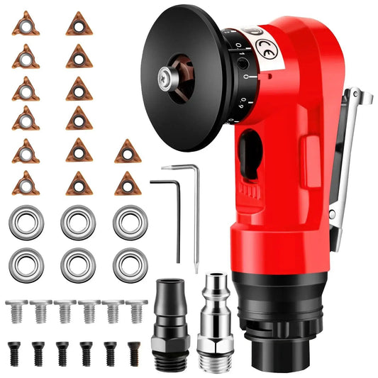 2 In 1 Pneumatic Chamfer Tool For Deburring And Beveling, Mini Air Bevel Machine With 45 Degree Arc Bevel, Includes 6 R Blades And 8 C Blades
