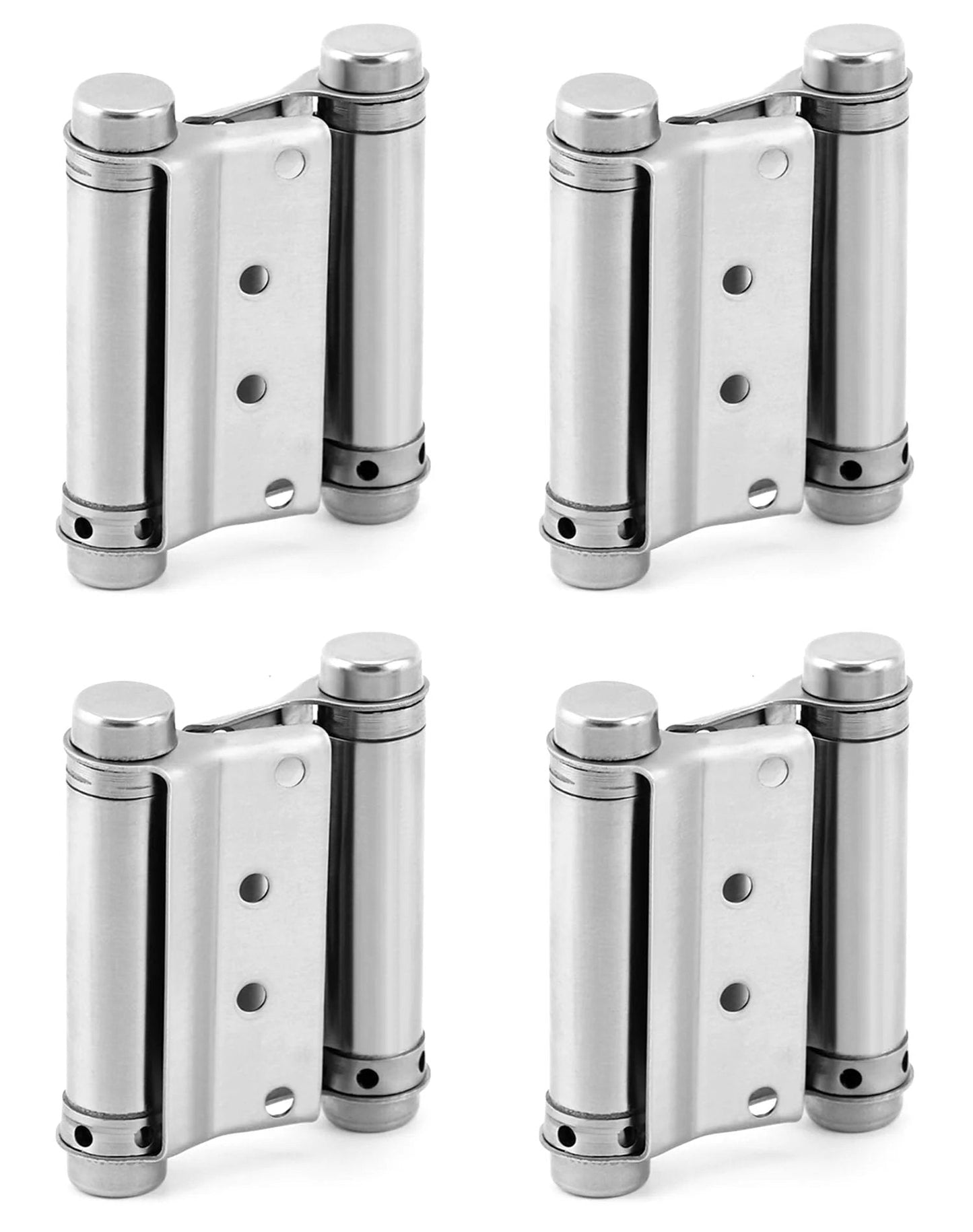 Rugged Heavy Duty Double Acting Door Hinges For Cafe Saloon Doors Self Closing 3 Inch Stainless Steel 201 Brushed Finish 4 Pack