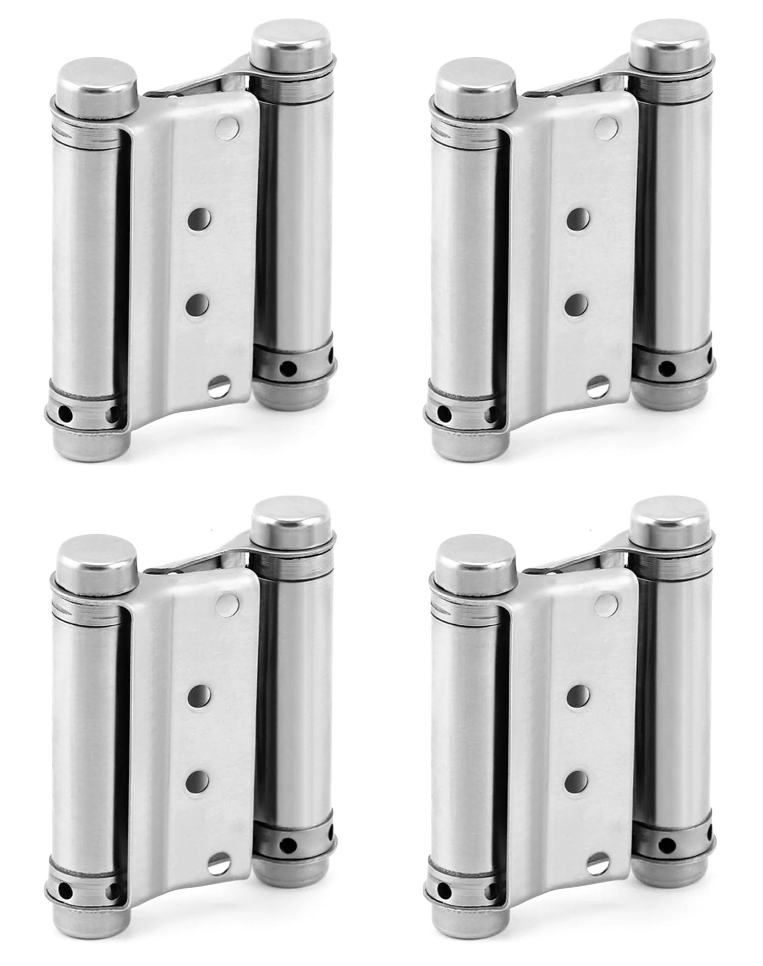 Rugged Heavy Duty Double Acting Door Hinges For Cafe Saloon Doors Self Closing 3 Inch Stainless Steel 201 Brushed Finish 4 Pack
