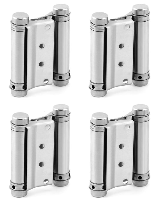 Rugged Heavy Duty Double Acting Door Hinges For Cafe Saloon Doors Self Closing 3 Inch Stainless Steel 201 Brushed Finish 4 Pack