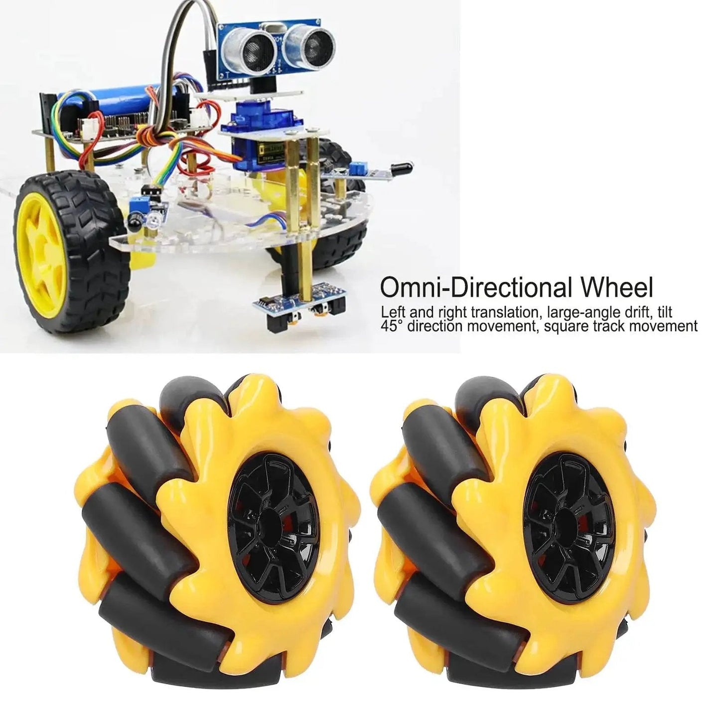 Ultra Smooth Mecanum Wheels For Smart Robot Car Omni Directional Movement ABS Rubber 48mm Wheels Compatible With TT Motor