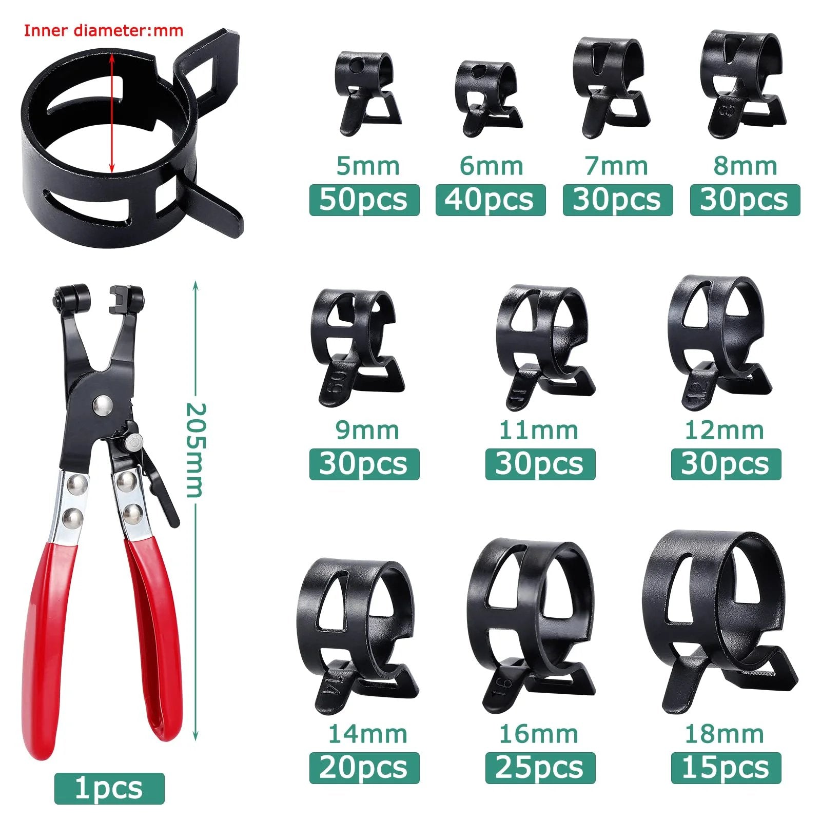 All In One 300Pcs Spring Hose Clamp Kit DIY Friendly 5 To 18mm With Pliers For Automotive And Plumbing OCR Stainless Steel Clamps