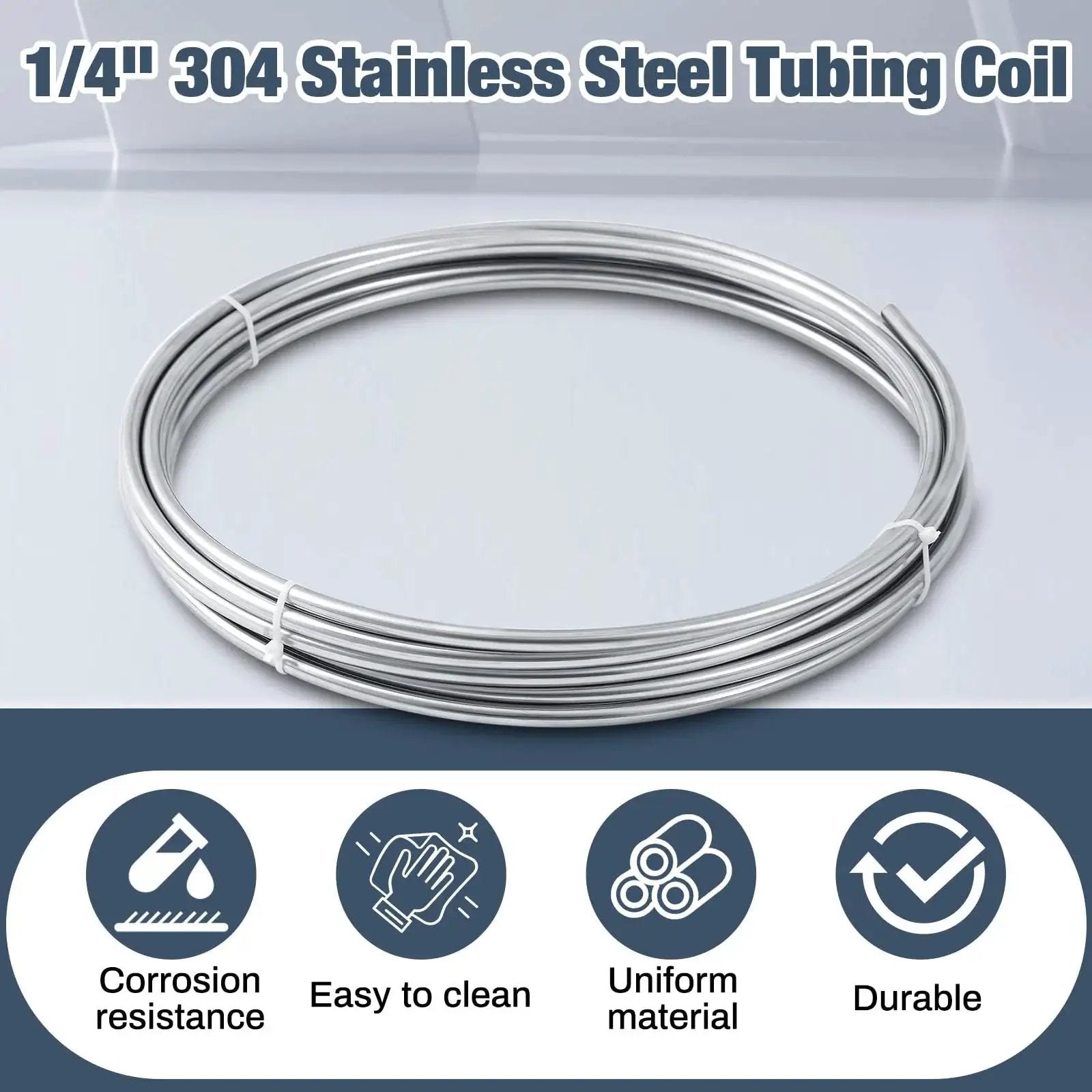 Stainless Steel Tubing Coil One Quarter Inch Outer Diameter Fifty Feet Total Length Two Twenty Five Foot Coils 304 Grade