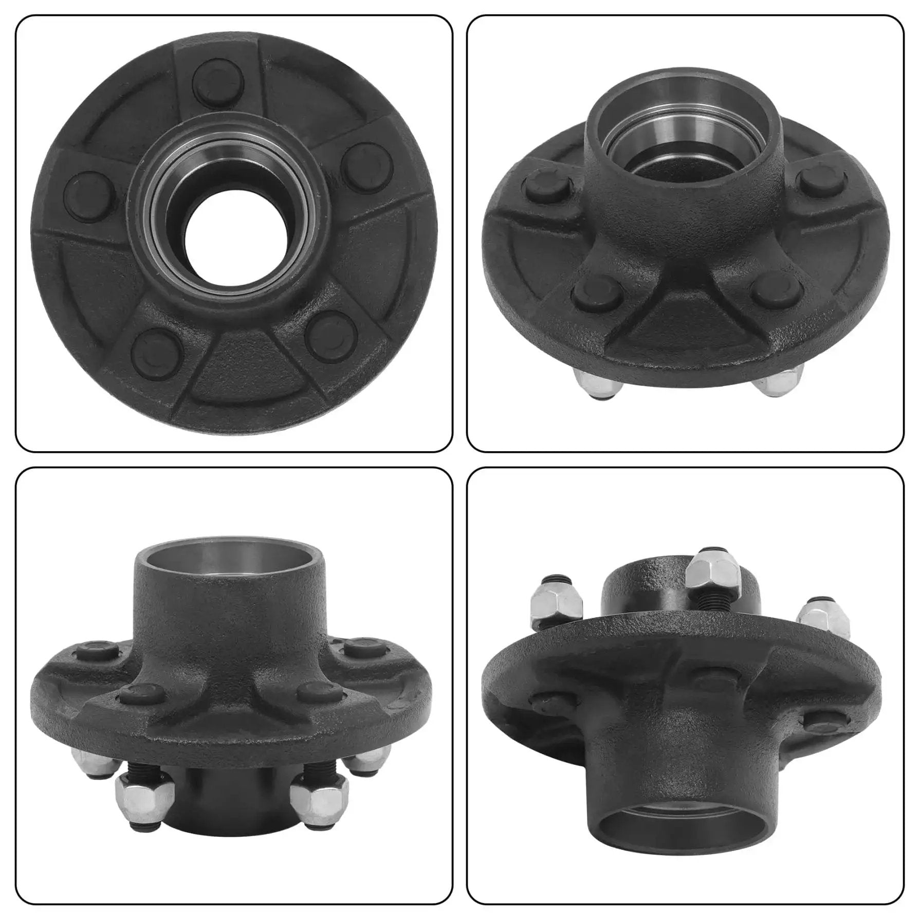 Trailer Hub Kit And Square Spindle Replacement For 5 On 4 5 Inch Axles Includes 8 25 Inch Spindle And 3500 Lb Capacity Bearing Kit Six Pieces Per Set L68149 And L44649 Compatible Heavy Duty GXYWADY