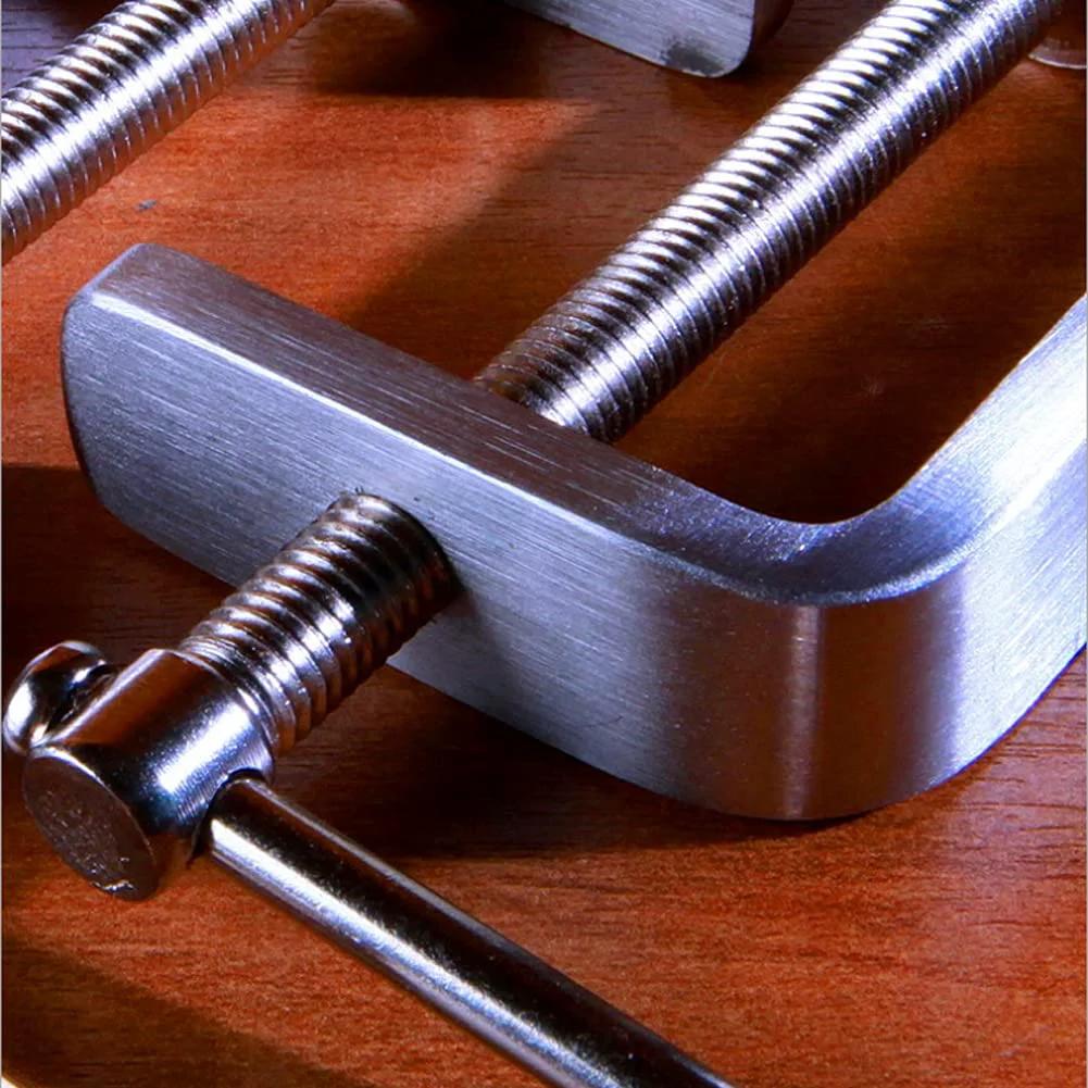 Close-up of Sturdy Stainless Steel C Clamp For Woodworking And Welding Tiger Clamp Beefy Heavy Duty Auto Repair Tool By Kyien