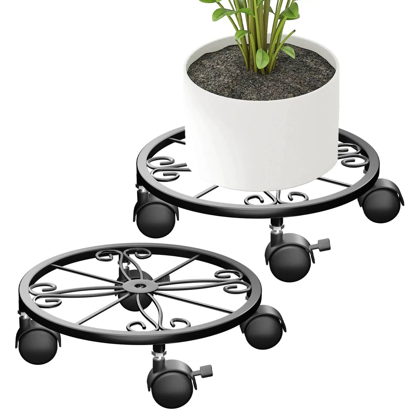 10.24 Inch Plant Caddy With Wheels For Indoor And Outdoor Use, 360 Degree Lockable Casters, Durable Plant Dolly With Tray, 2 Pack