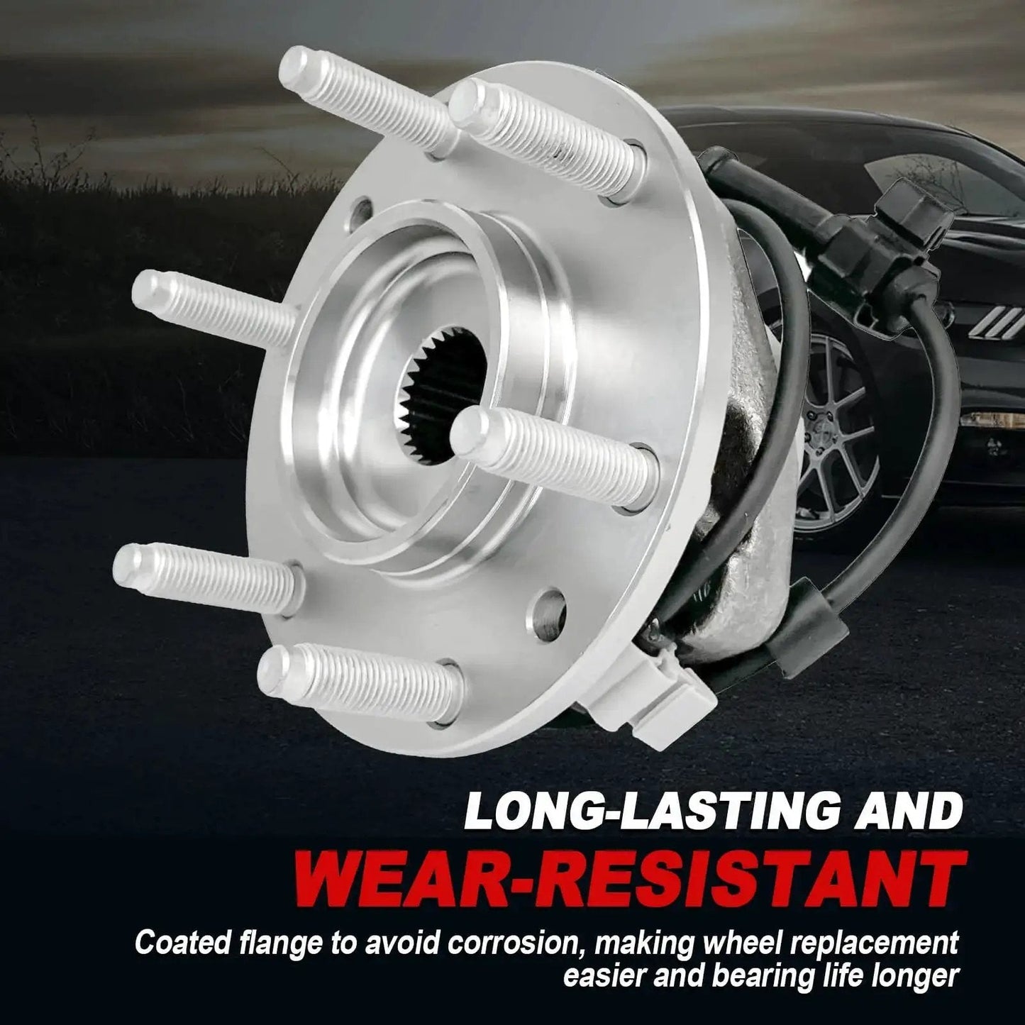 Pair 513188 Front Wheel Bearing Hub Assembly With ABS 6-Lug Drop-In Fit For Buick Rainier 04-07, side view
