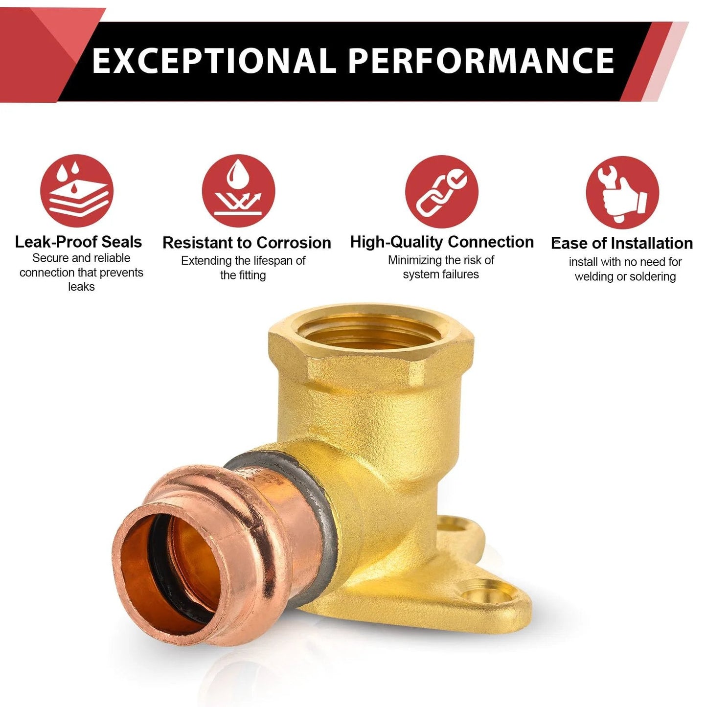 Pack Of Five Half Inch Copper Press Fit To Half Inch Female NPT Drop Ear 90 Degree Elbow Plumbing Fittings LBP Design