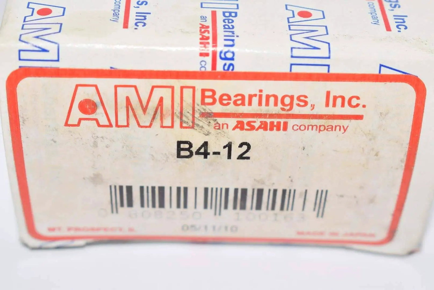 Single mounted bearing B4-12 unit packaging box with barcode and brand label