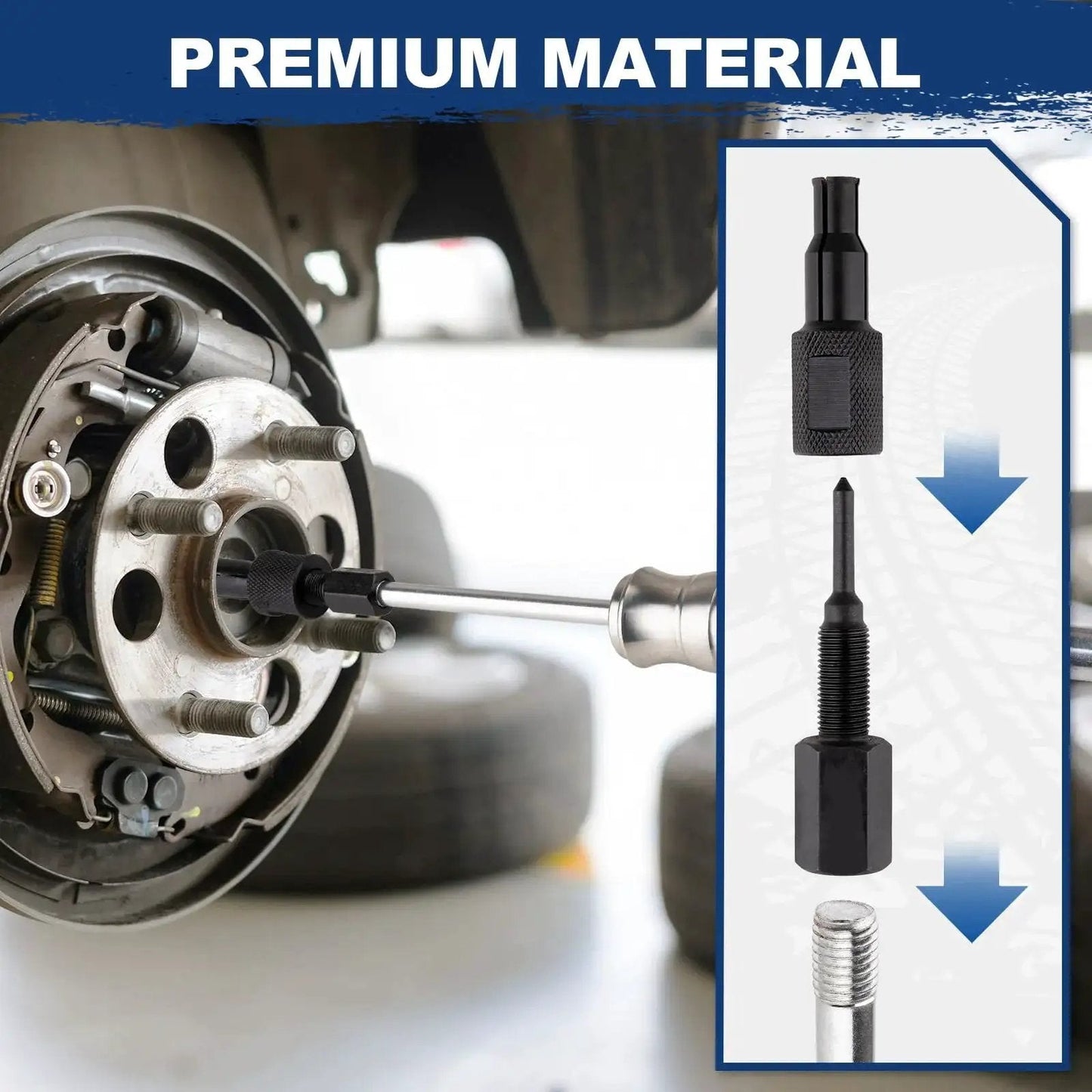Blind Hole Bearing Puller Set With Slide Hammer and Expandable Collets used on automotive wheel assembly