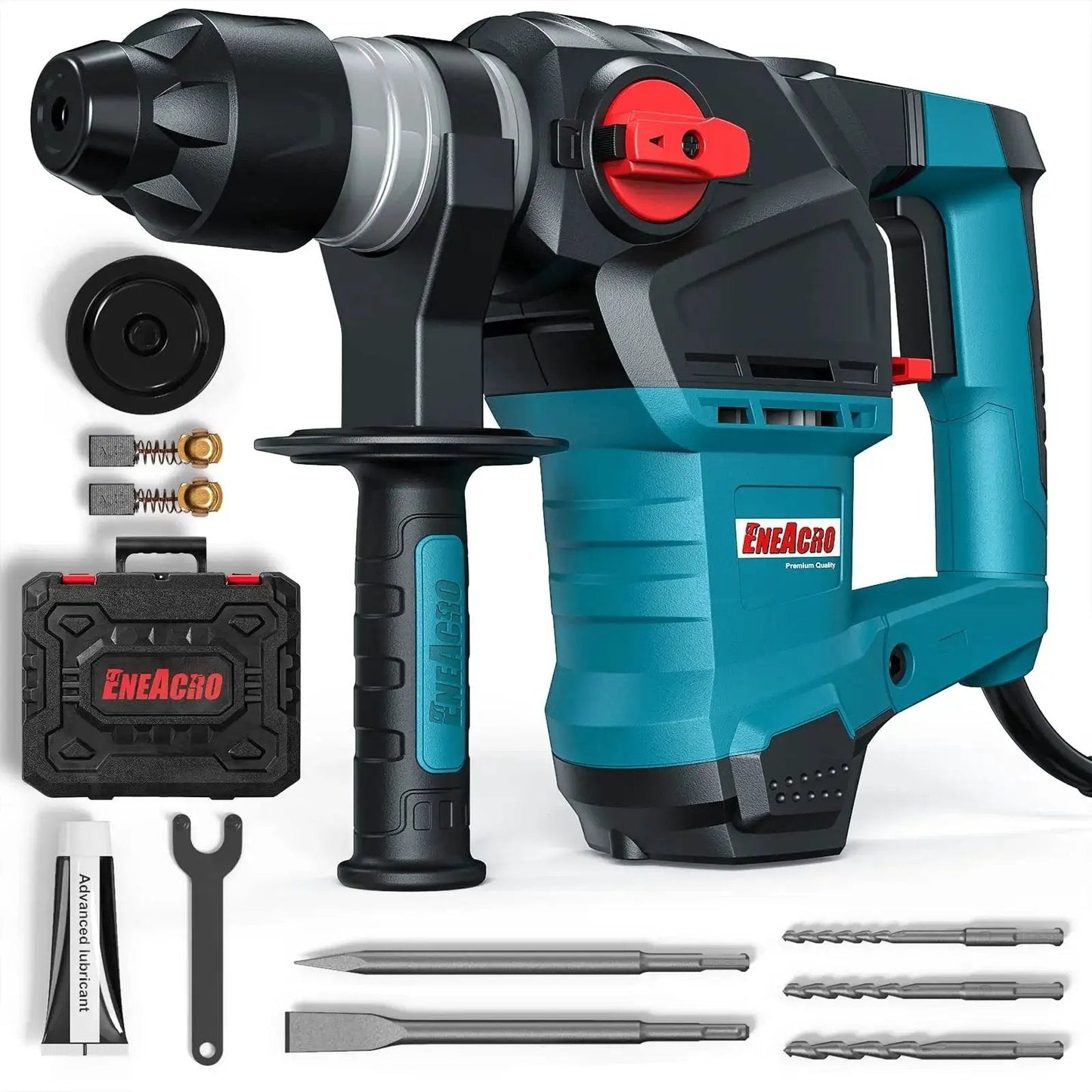 Heavy Duty One And A Quarter Inch SDS Plus Rotary Hammer Drill With 12.5 Amp Motor, Seven Joules Of Impact, tools and case