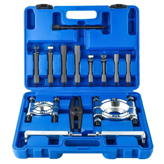 Heavy Duty 5 Ton Bearing Puller Set With 14 Piece Wheel Hub Axle Puller Kit Including 2 Inch And 3 Inch Splitters Gear Removal Tool And Bearing Separator For Automotive Repair in blue case