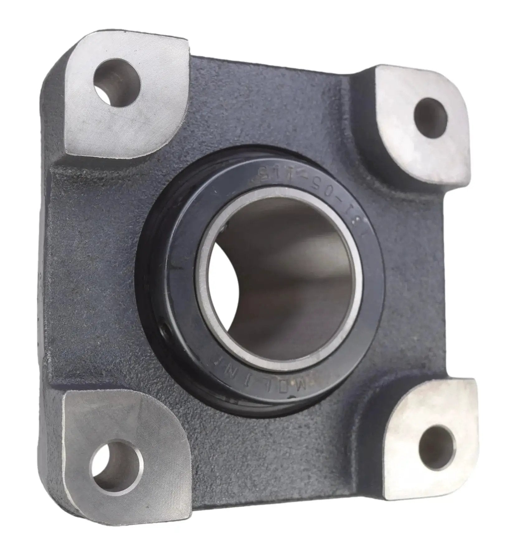 Heavy Duty 2 Inch Type E Four Bolt Flange Bearing With Double Taper Roller Bearings Inside, Moline 19311200, gray iron housing
