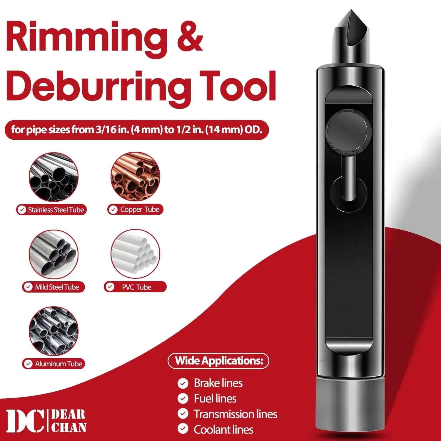 Side view of Tubing Deburring Tool for 3/16 to 1/2 Inch Tubing for Brake and Fuel Lines, showing blade and handle.