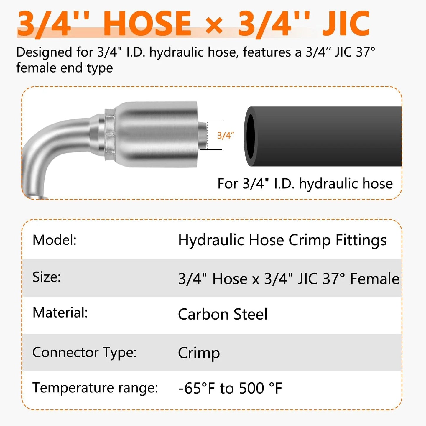 14 Piece Hydraulic Fittings Kit 3/4 Inch Hose To 3/4 Inch JIC 37 Degree Female 90 Degree Swivel Elbow, Carbon Steel