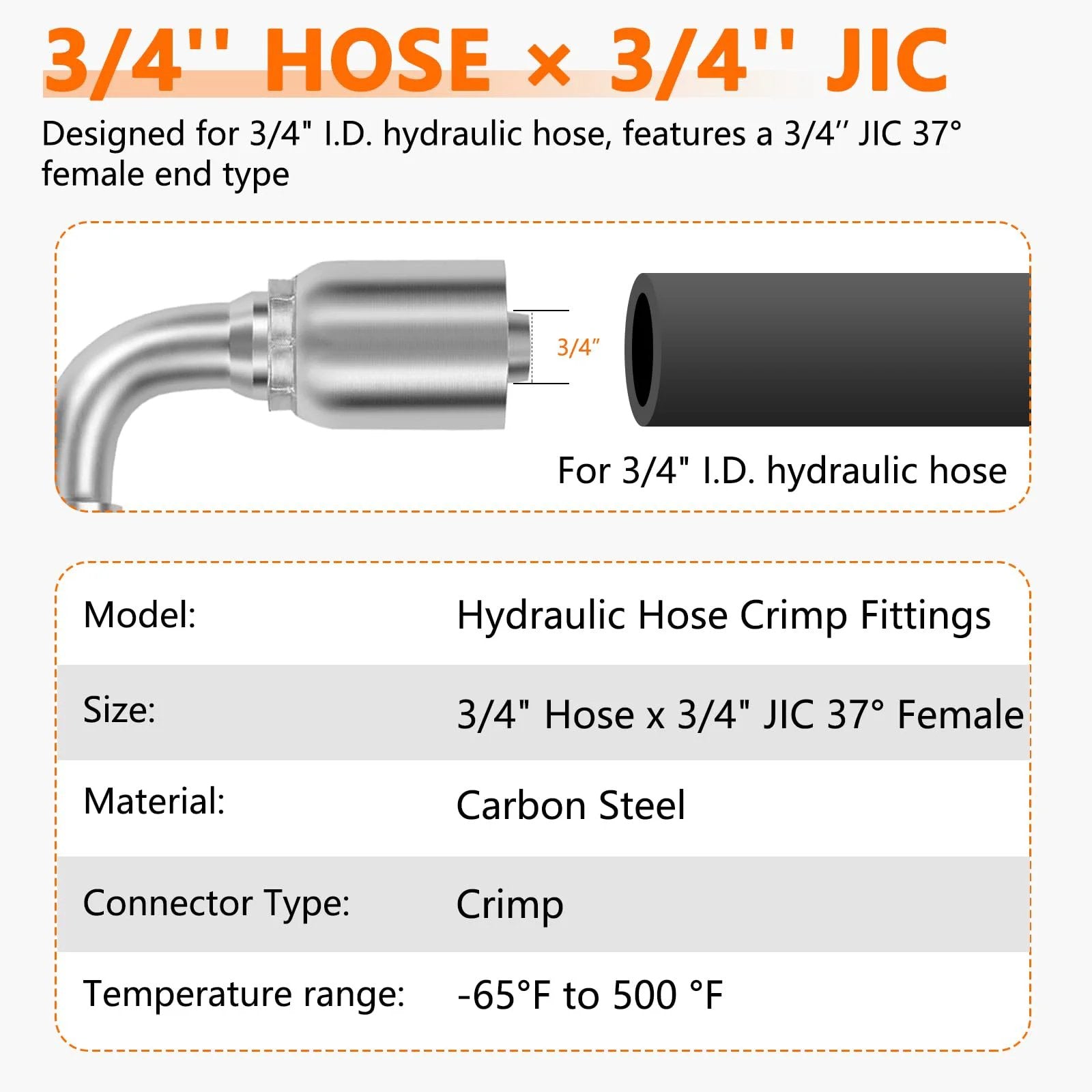 14 Piece Hydraulic Fittings Kit 3/4 Inch Hose To 3/4 Inch JIC 37 Degree Female 90 Degree Swivel Elbow, Carbon Steel