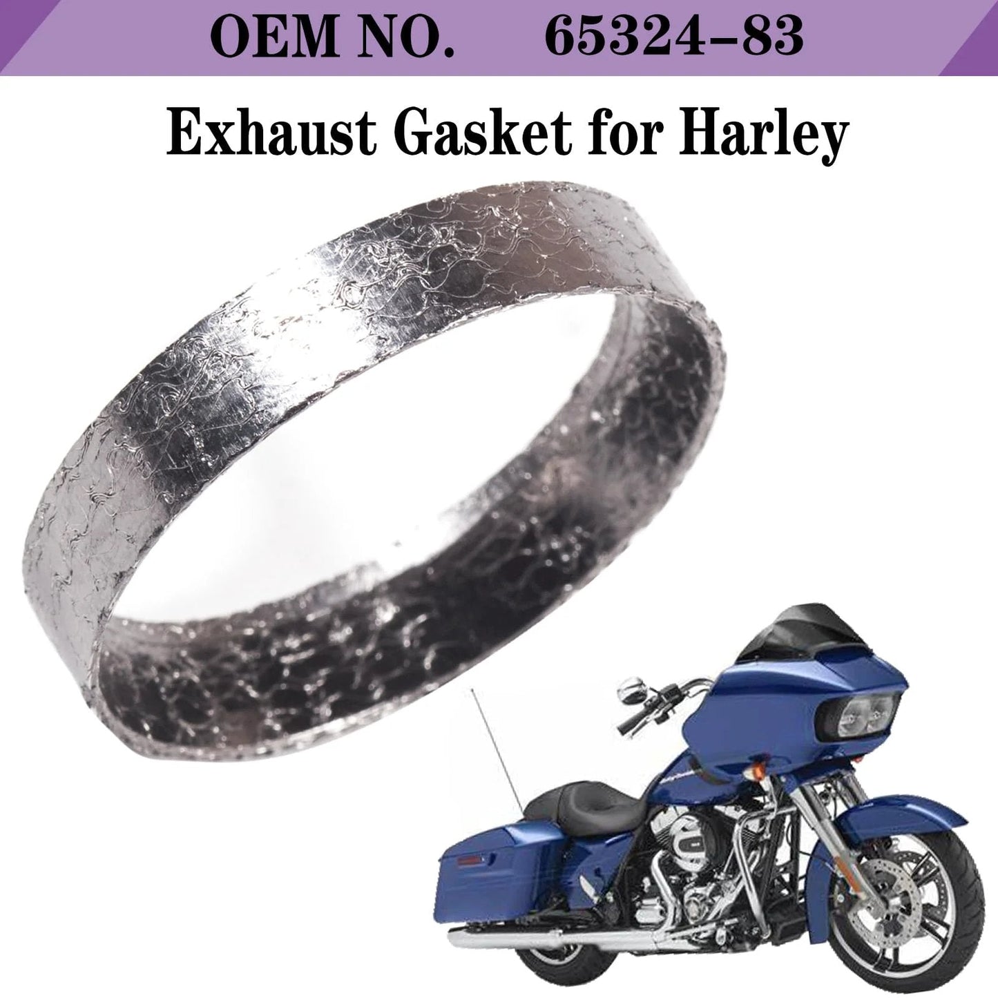 Graphite And Steel Mesh Exhaust Gasket Sheets 48mm Inner Diameter 2 Pcs For Harley Davidson Sportster Dyna Softail Touring Evo 1984 Onward With Top Notch Seal And Crush Resistance.