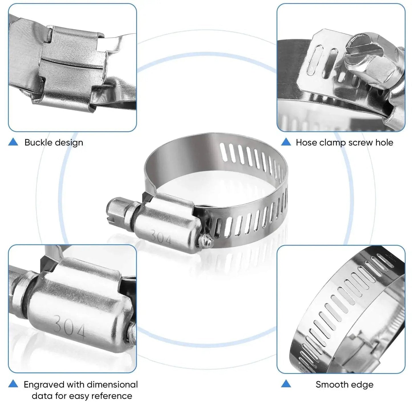 Ridiculously Durable Stainless Hose Clamp Set 40 Pieces Fits One Quarter To One And One Eighth Inch 304 Stainless Steel Worm Gear Clamps