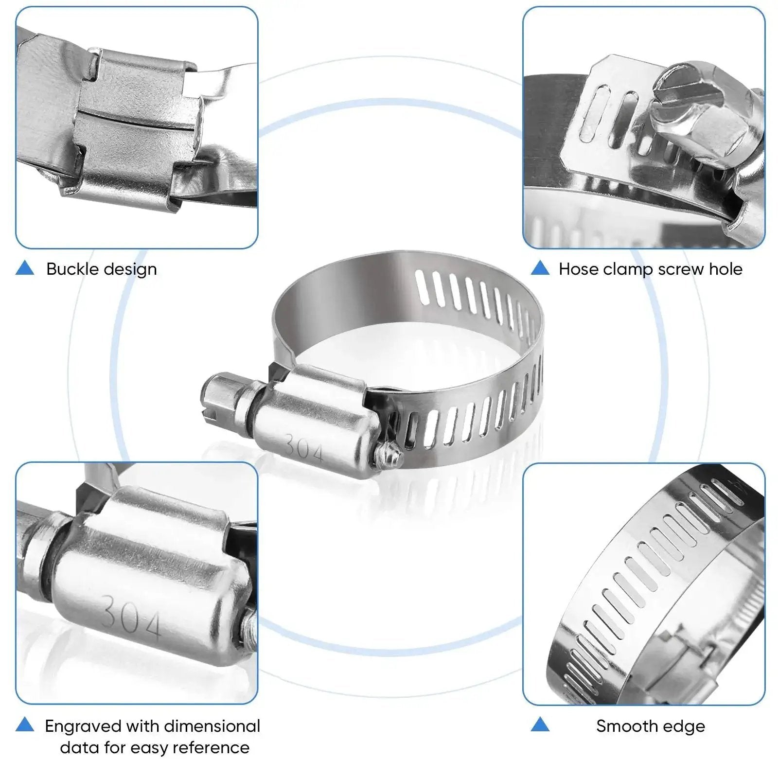 Ridiculously Durable Stainless Hose Clamp Set 40 Pieces Fits One Quarter To One And One Eighth Inch 304 Stainless Steel Worm Gear Clamps