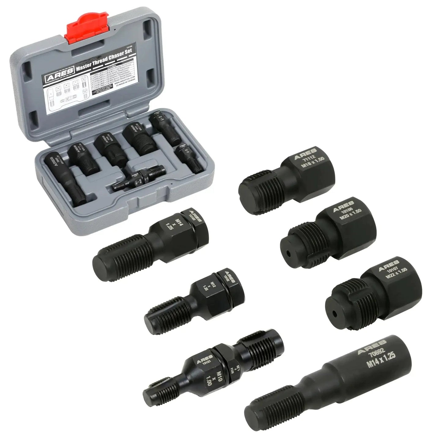 7 Piece Master Thread Chaser Set for Automotive Repairs with Storage Case, showing chasers and durable case.