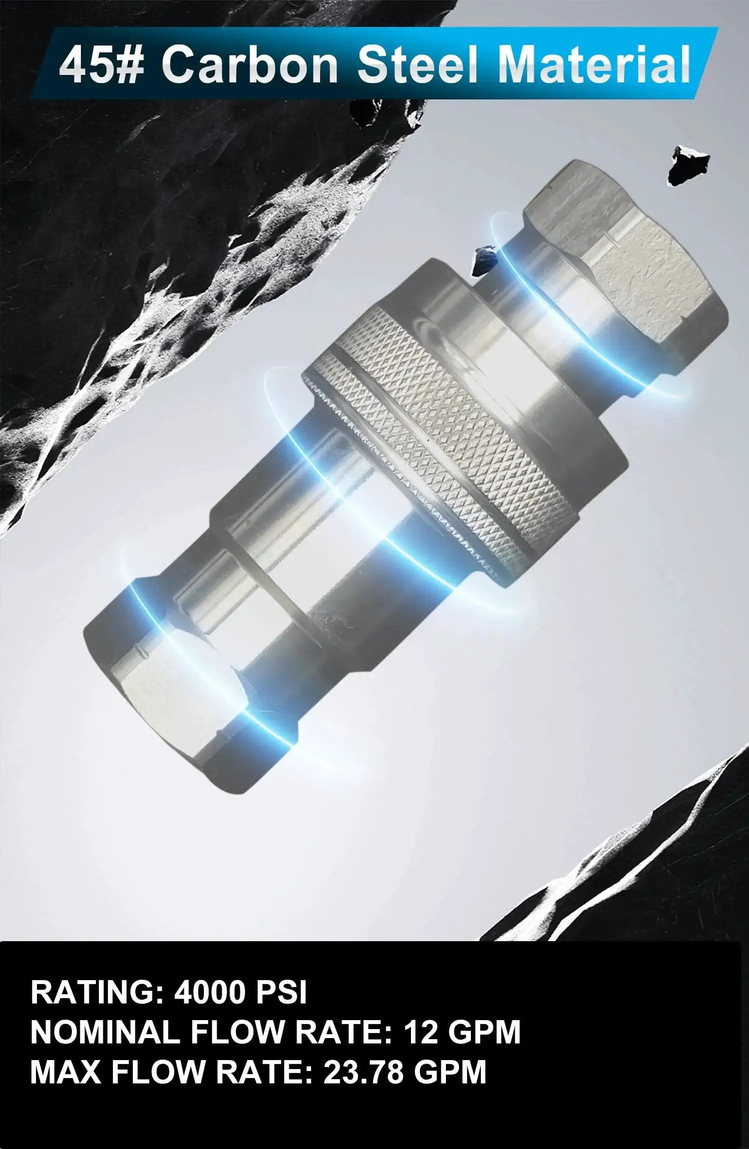 Heavy Duty Half Inch NPT ISO 5675 Hydraulic Quick Connect Tractor Couplers Pioneer Style With Poppet Valves And Dust Caps