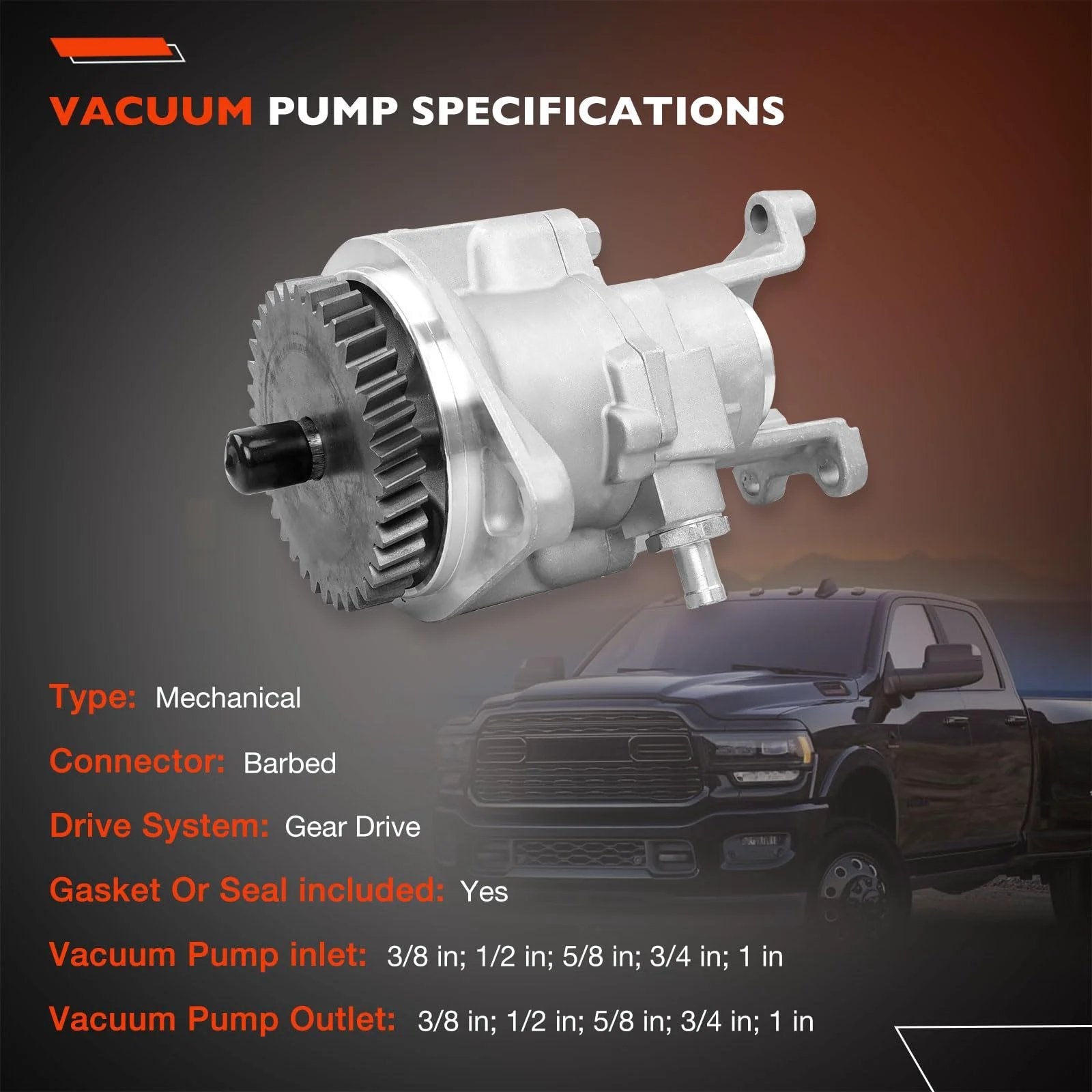 Beefy Gear Driven Mechanical Vacuum Pump 904-810 for Dodge Ram 2500 3500 5.9L Cummins Diesel 1994-2002 close-up