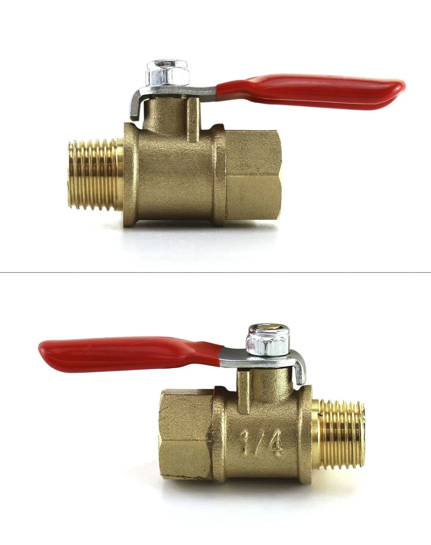 Heavy Duty Brass Ball Valve Pack Of Six With One Quarter Inch NPT Male To Female Threads For Air Water Oil Gas Applications
