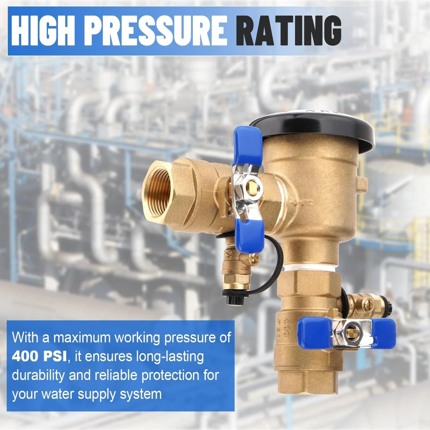 Go-To Three Quarters Inch Brass Pressure Vacuum Breaker Assembly 720A Backflow Preventer for Lawn Irrigation With 400 PSI Rating