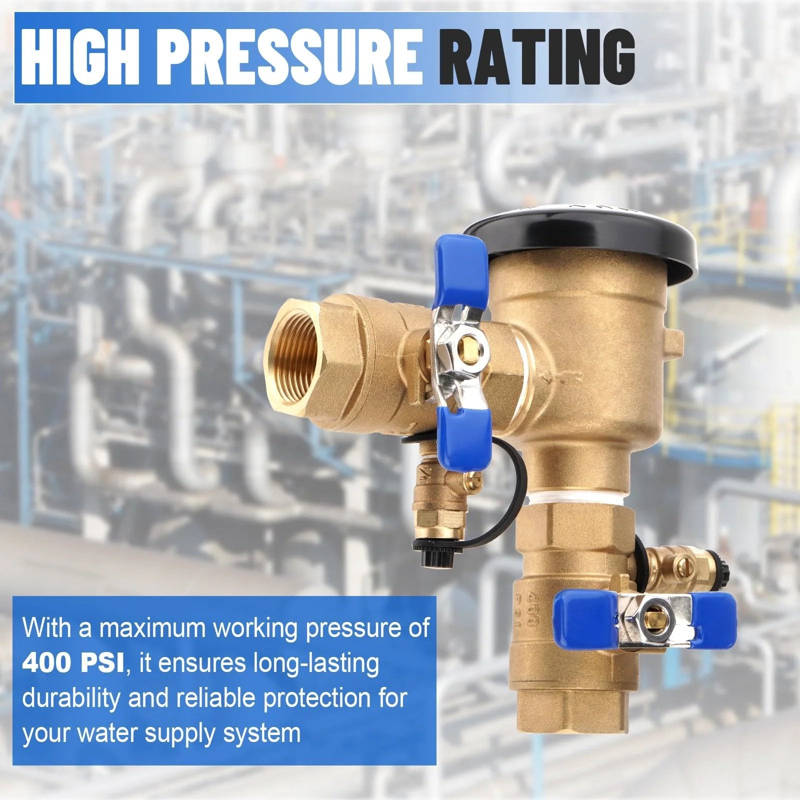 Go-To Three Quarters Inch Brass Pressure Vacuum Breaker Assembly 720A Backflow Preventer for Lawn Irrigation With 400 PSI Rating