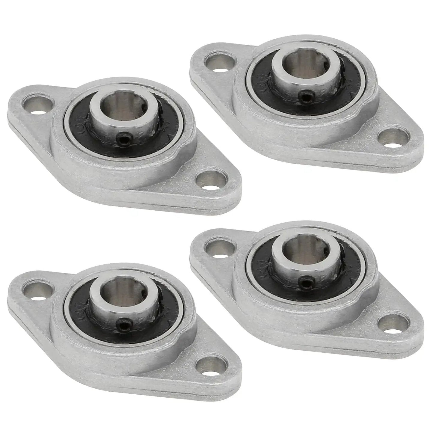Four Pack KFL08 Pillow Block Bearings For 8mm Shafts, Flange Mounted Zinc Alloy Housing, 8mm Bore, 5mm Mounting Holes, 37mm Center Distance