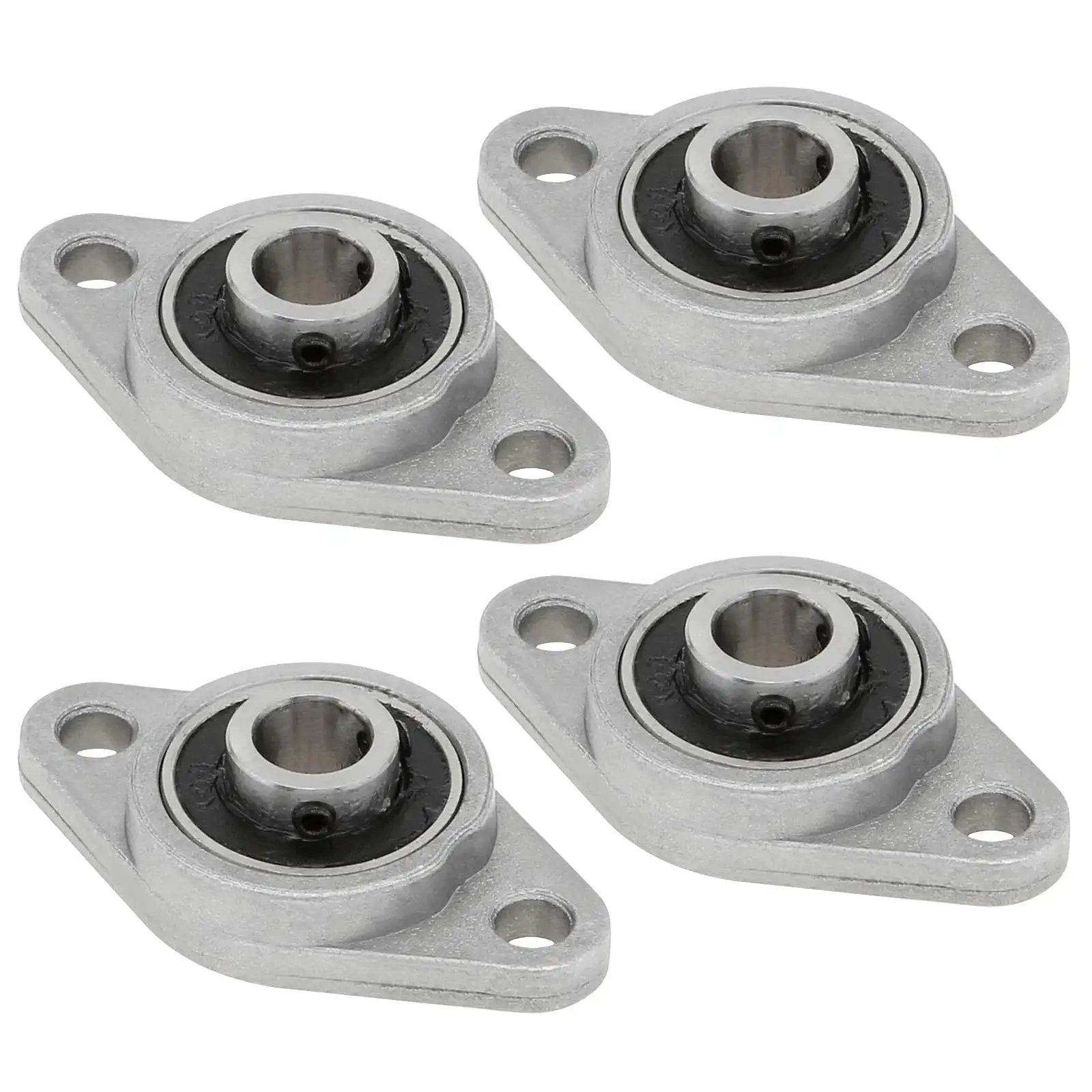 Four Pack KFL08 Pillow Block Bearings For 8mm Shafts, Flange Mounted Zinc Alloy Housing, 8mm Bore, 5mm Mounting Holes, 37mm Center Distance
