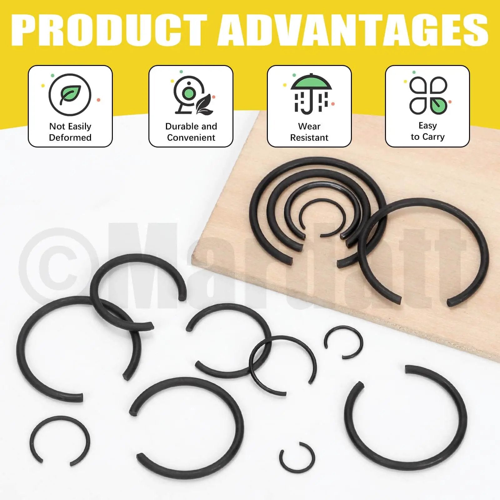 322 Piece Round Wire Snap Rings Set With 14 Sizes From 7mm To 30mm Internal C Clips Retaining Rings For Holes 65Mn Steel Durable