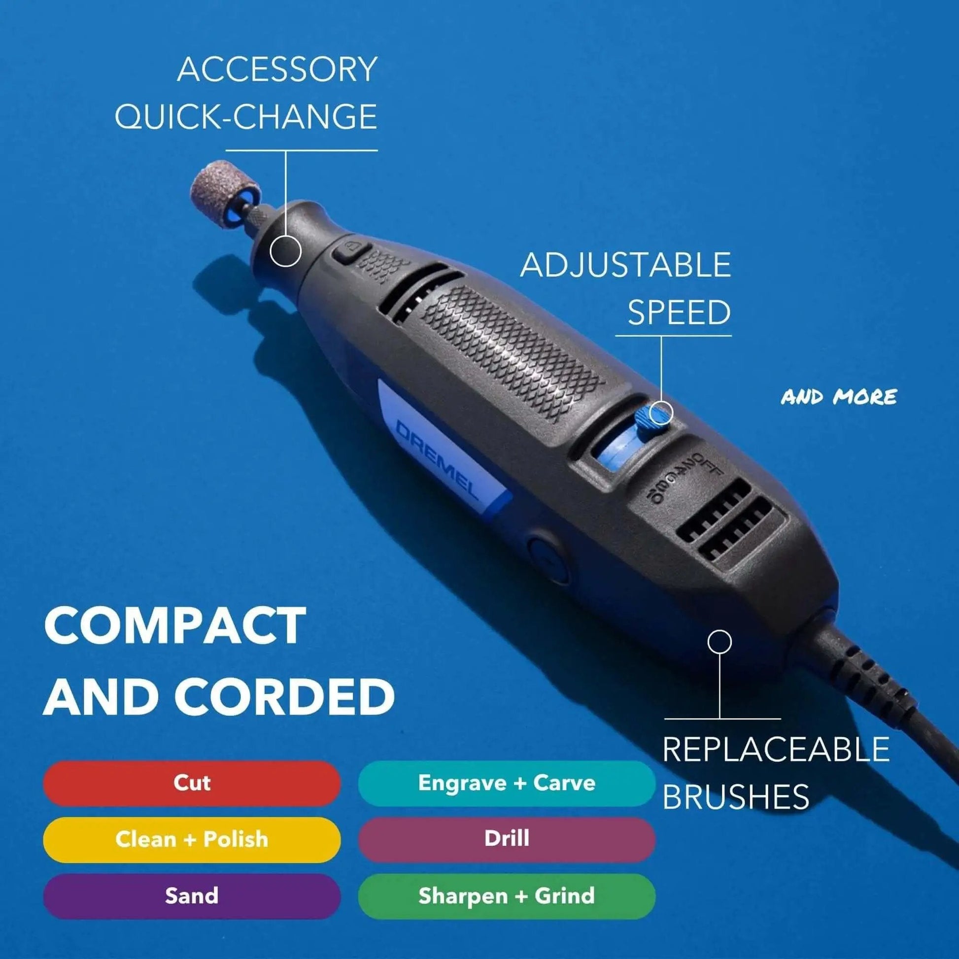 Dope Variable Speed Rotary Tool Kit For DIY With 15 Accessories And 1 Attachment For Cutting, Sanding, Grinding, Polishing