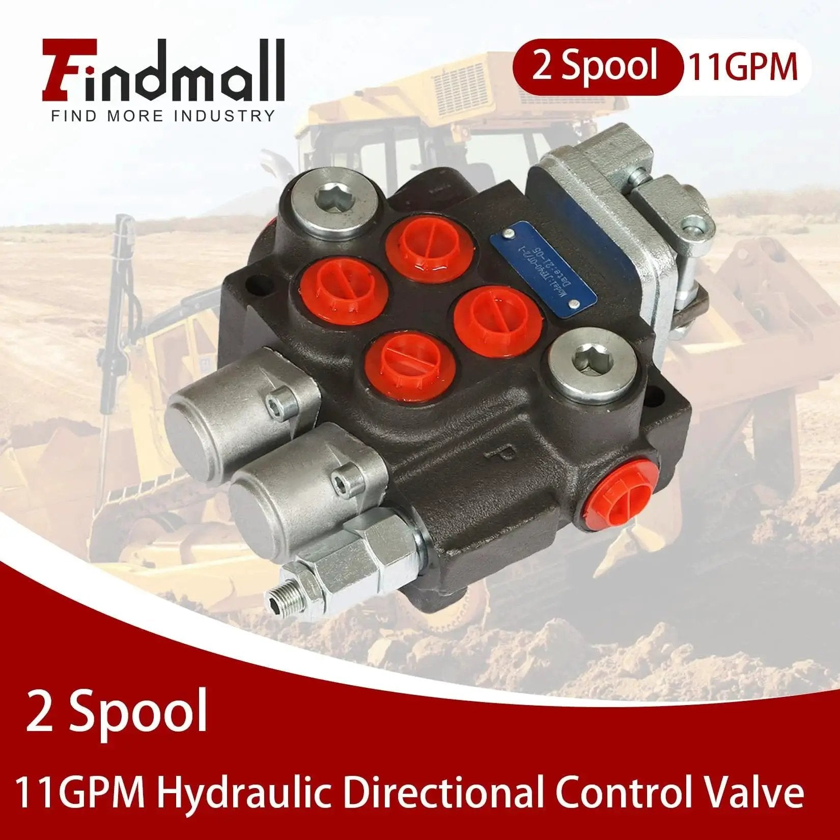 Two Spool 11 GPM Hydraulic Control Valve 3600 PSI BSPP Double Acting Directional Valve on construction background