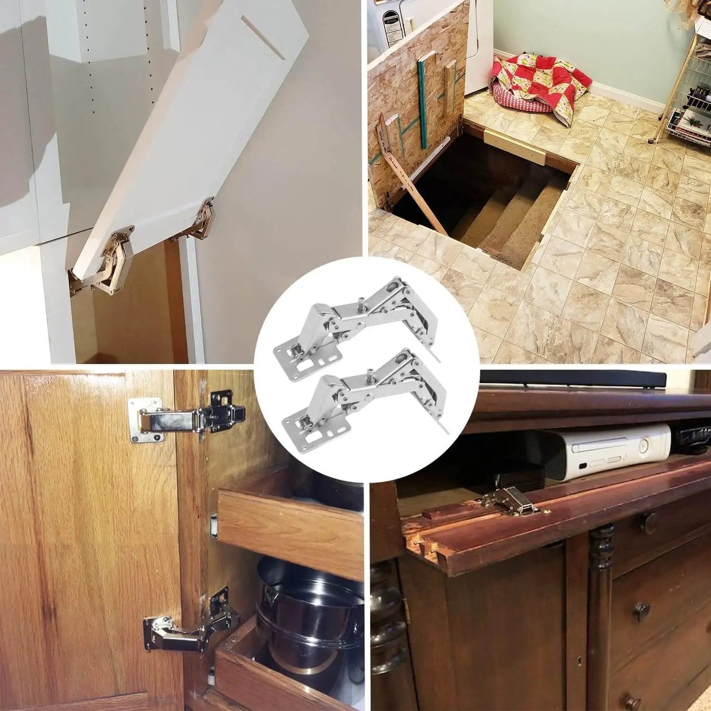 Frameless Cabinet Door Hinges Kit With Soft Close Hydraulic 170 Degree Adjustable Mounting 4 Pairs for cabinets and wardrobes.
