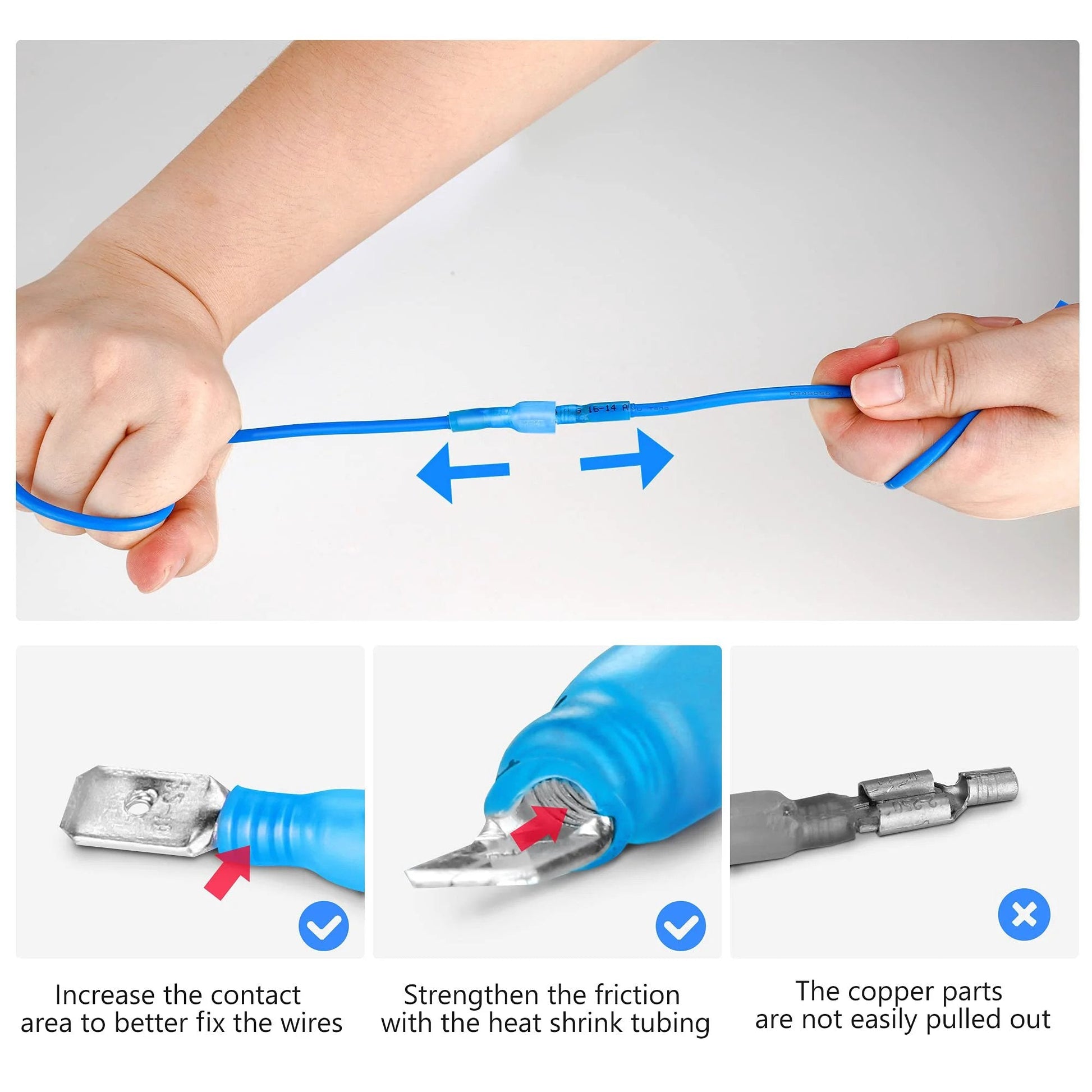 Person demonstrating Heavy Duty Heat Shrink Wire Connectors Kit With 320 Pieces For Automotive Marine Boat Truck use