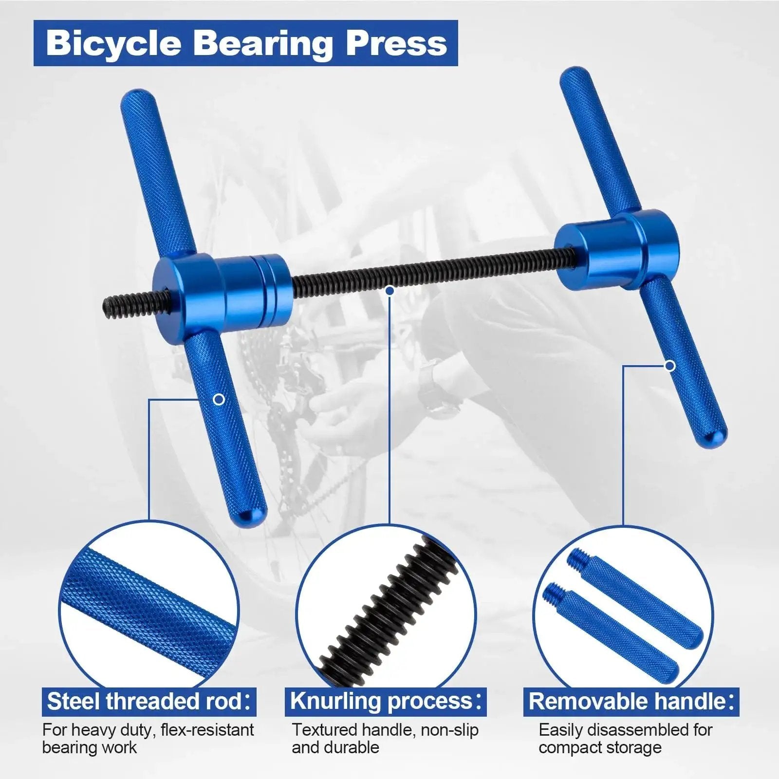 25 Piece Bicycle Bearing Press Kit For Wheel Hubs And Bottom Brackets With Cone Design Blocks And Bushing Tool Aluminum Alloy